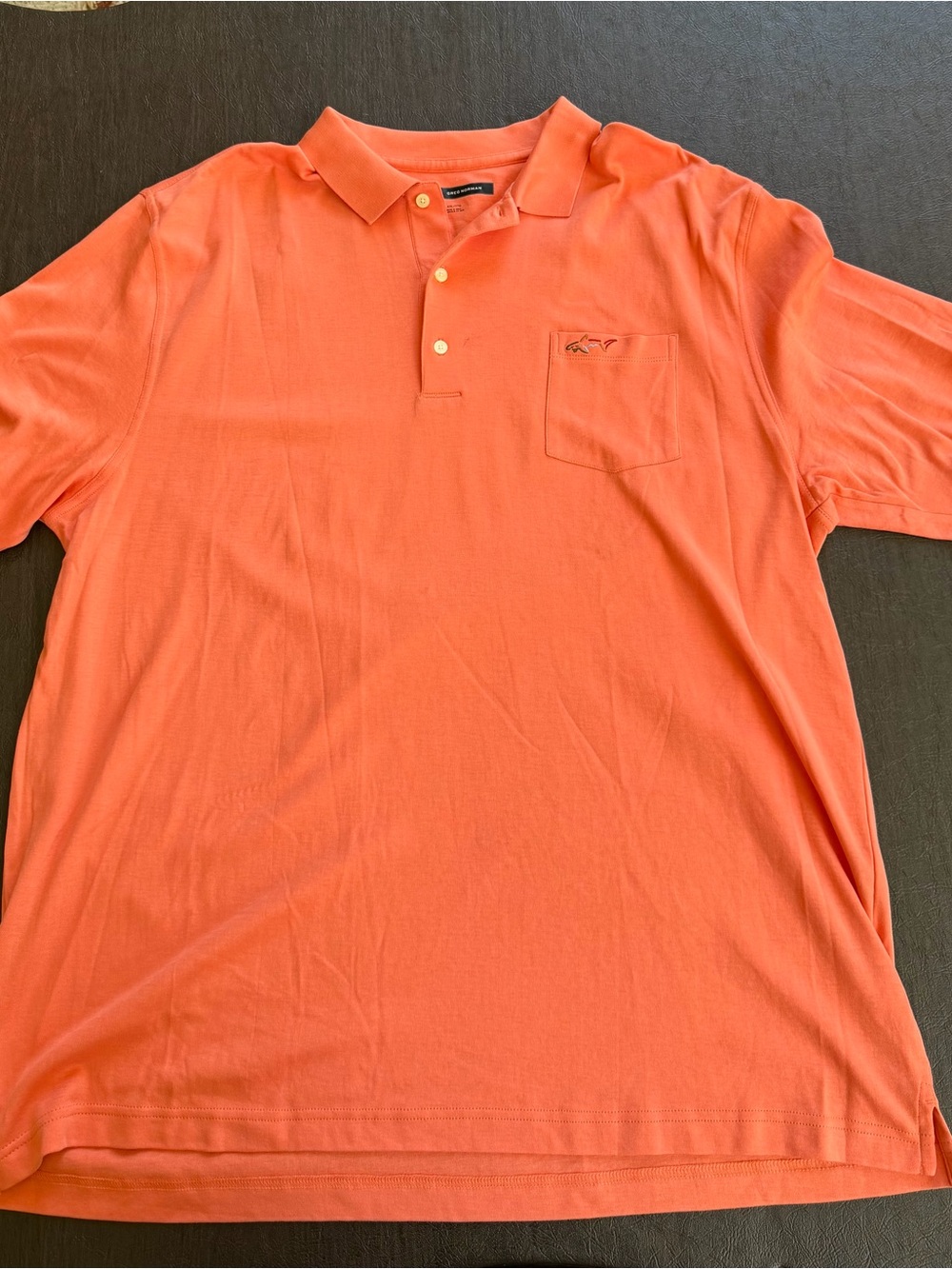 Greg Norman Collection Coral Orange Polo with Chest Pocket